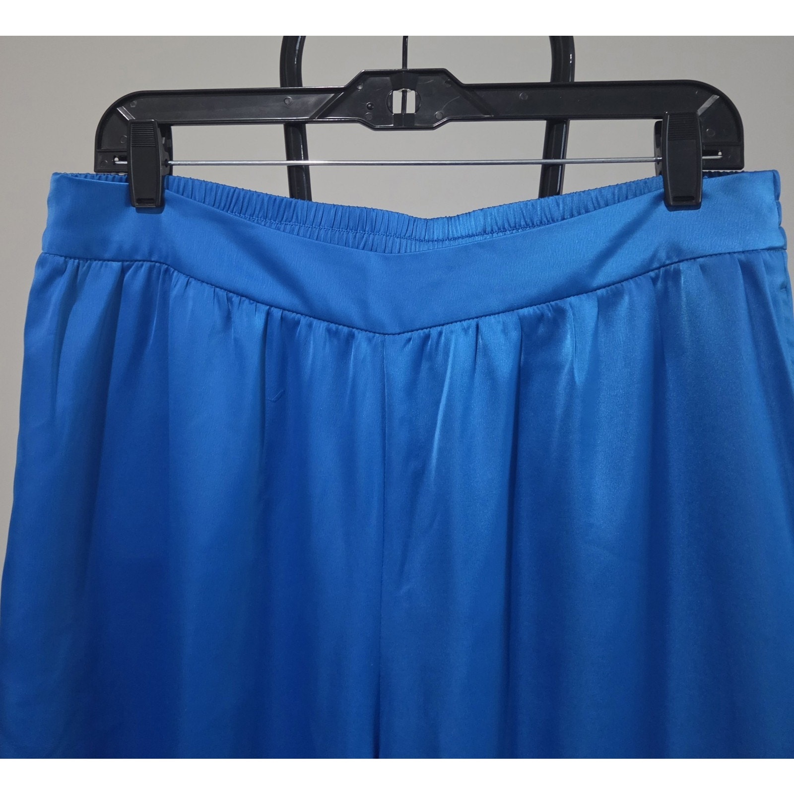 Carla Rockmore Petite M Turquoise Blue Wide Leg Pull On Satin Pant A693745 Nwot — image 4 of 8